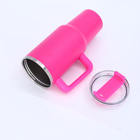 Gobelet isotherme portable en acier inoxydable de 40 oz grande capacité avec poignée, couvercle et paille, anti-fuite pour les voyages et le camping en extérieur