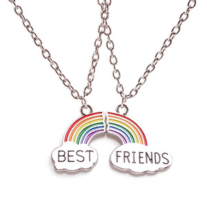 Kalung BFF Kreatif yang Dapat Dipisah 2 Pcs Set Kalung Pesona Pelangi Manis Sahabat Terbaik Selamanya untuk Anak Perempuan Pasangan - Product Image 5
