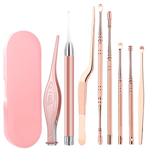Baiyi Stainless Steel <b>Ear</b> <b>Pick</b> Rose Gold Illuminated Double Headed <b>Ear</b> Cleaning Tool For Adults - Product Image 1