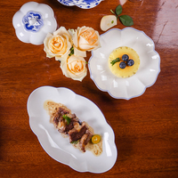 Assiettes à fleurs Vaisselle en porcelaine Plats en porcelaine Ensemble d'articles de salle à manger Marché de la vaisselle à Guangzhou Plats de service pour la restauration
