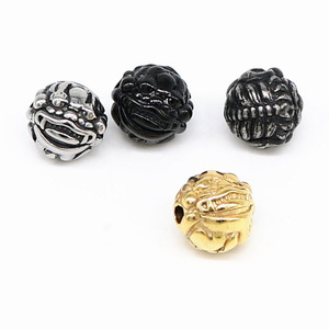 yunnique Stainless Steel Lion Head <b>Spacer</b> Beads Round For Bracelet Making DIY Jewelry Accessories - Product Image 2