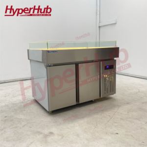 Table de présentation mobile sur roulettes en acier inoxydable pour la présentation de crevettes et homards glacés dans les magasins de gros en fruits de mer - Product Image 4