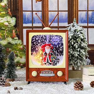 Boîte à musique TV rétro Vintage jouant des chansons <span class=keywords><strong>de</strong></span> <span class=keywords><strong>noël</strong></span> décorations <span class=keywords><strong>de</strong></span> Globe <span class=keywords><strong>de</strong></span> <span class=keywords><strong>neige</strong></span> cadeau tv vintage <span class=keywords><strong>noël</strong></span> - Product Image 1