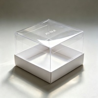 Boîte à gâteau en carton blanc PET transparent, matériaux recyclés, emballage pour desserts, pâtisseries, boulangerie, logo personnalisé disponible