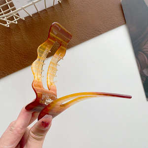 Grande pince à bec de canard en acétate coréen 11.5cm pince latérale surdimensionnée à ligne colorée acide acétique grand volume de pince à cheveux - Product Image 4