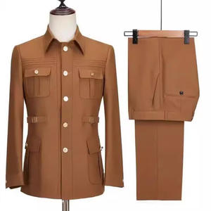 Costume homme tendance XS-5XL, ensemble de costume chinois, costume de plage, mariage, coupe ajustée, blazer, pantalon, 2 pièces, <span class=keywords><strong>veste</strong></span> à manches courtes formelle, <span class=keywords><strong>smoking</strong></span> - Product Image 1