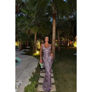 Robe de bal JOLIE violette, coupe empire, longueur ras du sol, ornée de perles, de dentelle et de cristaux, disponible en tailles XS à XL, en polyester, mini - Product Image 3