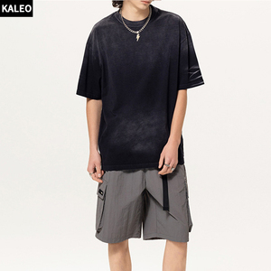 Kaleo 2025 uomo primavera/estate T-shirt Vintage stile stile High Street T-shirt a manica corta con fiocco di neve tinture di cera lavate magliette larghe - Product Image 1