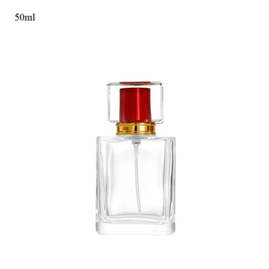Luxury 50ml <b>Glass</b> Perfume Bottle with Flat Square Shape Thick Base and Acrylic Lid Screen Printing Crimp Pump - Product Image 4
