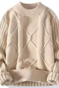 Biểu Tượng Tùy Chỉnh Áo Thun Giản Dị Lỏng Twist Thiết Kế Người Đàn Ông Của Hàng Dệt Dệt kim Người Đàn Ông Của Áo Len Trắng Crew Cổ Mùa Đông Áo Thun Áo Len - Product Image 3