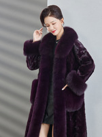 2025 Winter Neuerscheinung Importierter Vintage Nerz-Poncho Damen Langer Mantel mit Fuchspelzkragen für Mütter Mittleren Alters und Ältere Frauen
