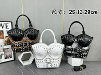 Sac à main de luxe de créateur pour femme, forme corset, motif léopard, clouté, avec poignée supérieure, porté épaule et bandoulière