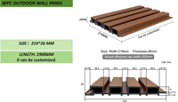 Panel de Pared WPC para Exteriores, Moderno, 3D, Ecológico, Resistente al Agua, a los Rayos UV y a la Decoloración, Coextruido y Acanalado, Fácil de Instalar