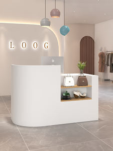 小さなモダンな女性用衣料品店レジカウンターウッド受付デスク美容シンプルバー - Product Image 4