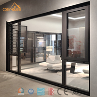 Ventana de Aluminio con Certificación CE, Estilo Europeo Moderno, Ventana de Ahorro Energético