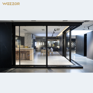 <span class=keywords><strong>Porte</strong></span> extérieure moderne à <span class=keywords><strong>double</strong></span> vitrage avec isolation thermique résistante aux ouragans Wazzor, design moderne, <span class=keywords><strong>porte</strong></span> <span class=keywords><strong>coulissante</strong></span> en aluminium avec <span class=keywords><strong>verre</strong></span> Lowe - Product Image 2