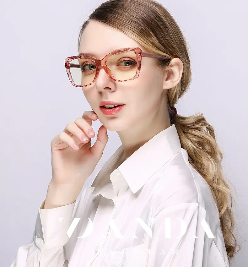 スクエアフレーム付きコンピュータファッション美容スタイリッシュなブルーライト光学メガネ