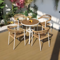 Ensemble de table et chaises de jardin en aluminium, confortable, durable, léger, anti-rouille, style nordique moderne, pour extérieur, patio, hôtel