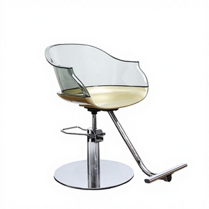 Sillón de Barbería Moderno Transparente Gris y Amarillo de Aluminio con Base Cromada - Muebles Comerciales Elegantes para Salón Meitao MT-695 - Product Image 4
