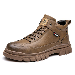 Bottes Martin pour hommes, automne-hiver, à semelle épaisse, hautes, doublées de polaire, chaudes, chaussures de randonnée, vêtements de sport décontractés pour l'extérieur - Product Image 5