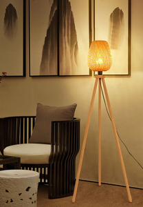 Abat-jour style tissage bambou japonais <span class=keywords><strong>et</strong></span> trépied en <span class=keywords><strong>bois</strong></span> <span class=keywords><strong>lampadaire</strong></span> tissé bambou - Product Image 5