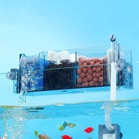 Boîte de filtration d'aquarium en acrylique avec distributeur d'eau à rouleaux, multi-chambres, média biologique, retour cascade, pompe 3 en 1