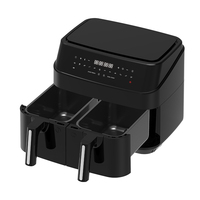 Friteuse domestique double à écran tactile 10L Four friteuse électrique Friteuses intelligentes avec 2 paniers indépendants