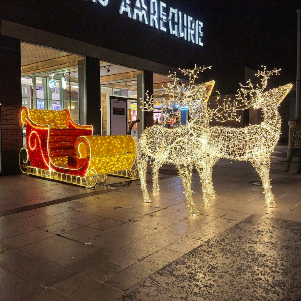 2025 Outdoor LED Christmas Lights - Santa Claus & Reindeer