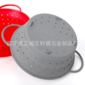 Passoire pliante en silicone Yangjiang 33,5x10 cm, pliable pour légumes, fruits, panier d'égouttage de cuisine, rouge - Product Image 3