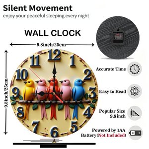 Round Wooden Wall <b>Clock</b> 25Cm Silent Non Ticking Bedroom Home Decor <b>Clock</b> - Product Image 3