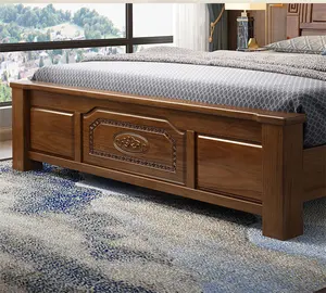 더블 침대 중국 현대 나무 침대 침실 가구 고급 보관 단단한 나무 침대 킹 사이즈