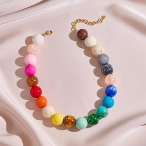Go2boho Collana <span class=keywords><strong>Girocollo</strong></span> Statement Boho Trendy da Donna con Catena in Ottone Stile Bambù e Perle <span class=keywords><strong>Colorate</strong></span>, Gioielli Estivi da Spiaggia - Product Image 5
