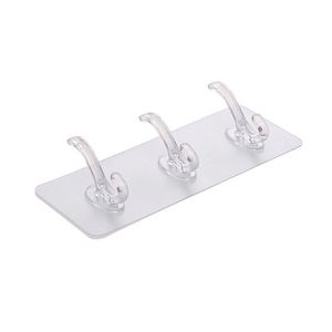 Transparent Multi <b>Hook</b> Wall Mounted <b>Adhesive</b> <b>Hooks</b> 6 Link Punch Free For Bathroom Kitchen Storage - Product Image 5