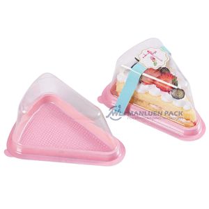 Chất lượng tốt nhất cấp thực phẩm nhựa Slice bánh bao bì thực phẩm đưa ra dùng một lần món tráng miệng container thực phẩm Slice bánh hộp với nắp - Product Image 5