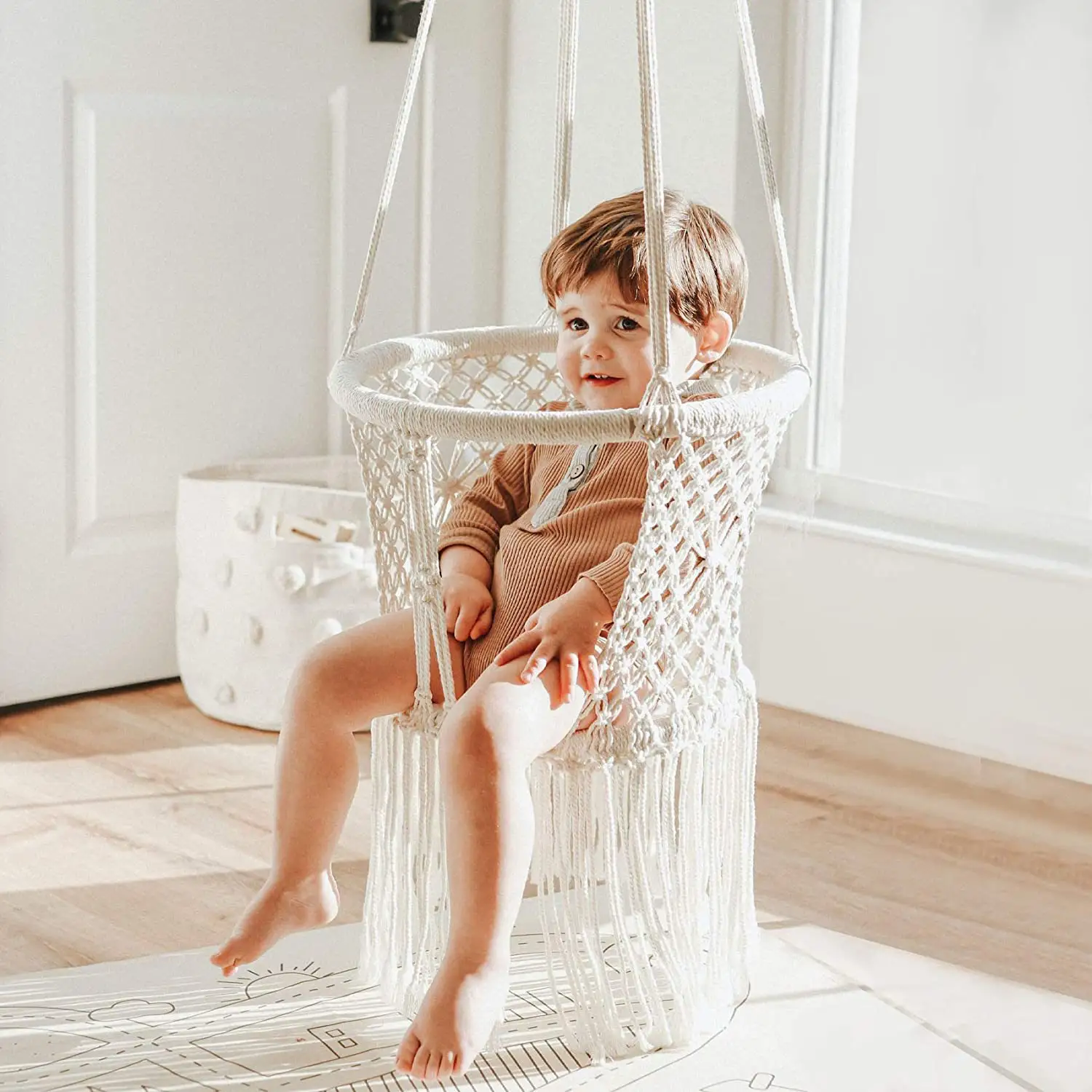 Cadeira de balanço para bebês, cadeira balanço para bebês com cinto de segurança, cadeira durável de rede, balanço para áreas externas e internas para crianças