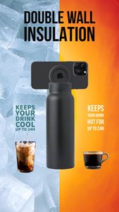 Bouteille d'eau isotherme 24 oz avec couvercle à paille et support magnétique pour téléphone compatible avec le support magnétique MagSafe - Product Image 5