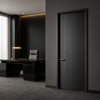 Porte intérieure en MDF mélaminé à grain de bois anthracite profond, design à lignes verticales, pour chambre, hôtel, appartement