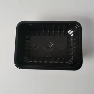 Одноразовый пластиковый контейнер для еды в микроволновой печи, черный квадратный экологически чистый контейнер для еды Bento Pp F2, для тиснения 205*140*30 мм FQ