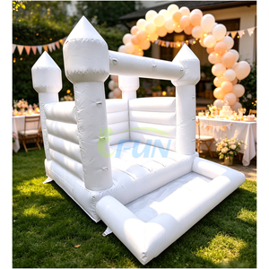 Château gonflable robuste blanc avec fosse à balles en bâche PVC <span class=keywords><strong>pour</strong></span> <span class=keywords><strong>location</strong></span> de fêtes en extérieur - Product Image 1