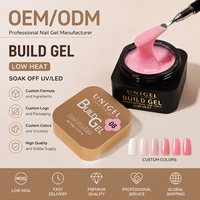 Gel de construction à base d'eau 60g pour extension d'ongles, OEM ODM, vente en gros, personnalisable, faible chaleur, auto-nivelant, haute dureté, usage professionnel en salon