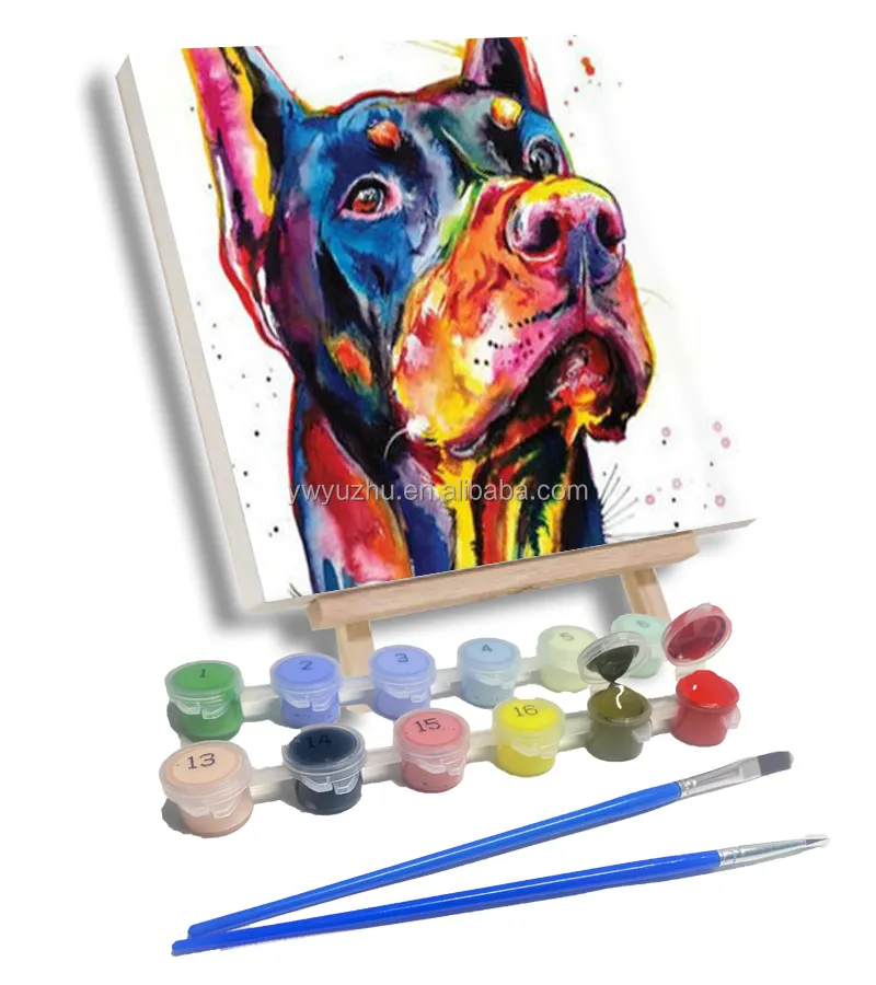 Hand Paint Diy The Dog Oil Painting By Numbers Kits For Kids Animal Digital Painting For Home Decoration