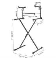 Leilei KS-32 Foldable Electronic Keyboards Black Digital Pianos Steel Double Dual Music Instrument Keyboard Stand
