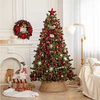 Grand sapin de Noël artificiel de luxe en PVC avec nœuds lumineux, 150 cm, à branches denses, sur pied, décorations et ornements, blanc chaud