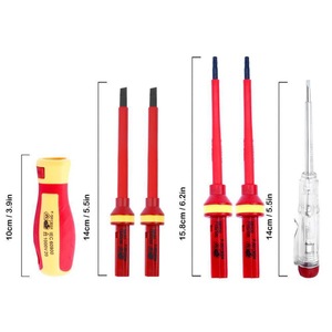 Set Attrezzi di Manutenzione Isolati 15 Pezzi Resistenti alla Tensione VDE, Kit Combinato per Elettricisti, Alimentato a Mano, OEM Robusto - Product Image 5