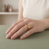 Vintage, Einzigartiger, Farbiger Edelstein, Breitbandiger, Geometrisch Gesteuerter Ring für Frauen Perfekt für Alltag, Partys, Geschenke