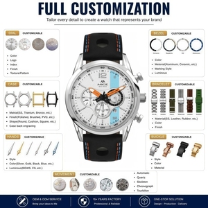 Fabricant de montres sur mesure OEM, montre chronographe à quartz, résistance à l'eau 5 BAR, boîtier en acier inoxydable 316L, montres de luxe pour affaires - Product Image 2