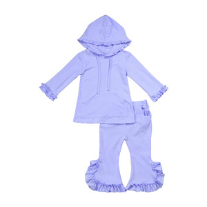 Ensemble de vêtements pour filles, haut à capuche en coton et pantalon à volants, ensemble de deux pièces, ensembles de sweat-shirts pour enfants - Product Image 2