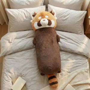 Lindo Peluche de Mapache, Juguete de Gato Rojo, Negro y Blanco, Adorable Almohada de Cuerpo Largo para Abrazar para Niñas - Product Image 1