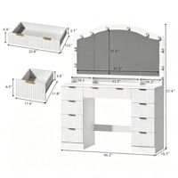 Coiffeuse, meuble panneau, export, coiffeuse pour chambre à coucher, avec armoire latérale et éclairage, table de maquillage et de beauté