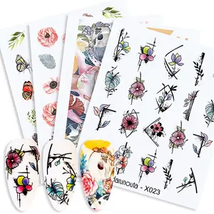 High quality new design nail style flower nail art water decals stickers